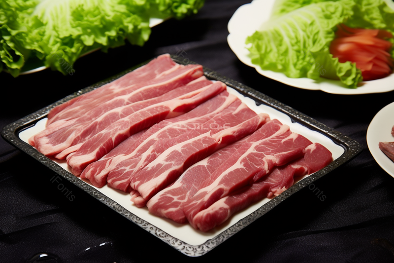 中餐火锅牛肉片生菜配菜美食摄影图,高清,摄影图,摄影图片,图片大全,摄影图免费下载